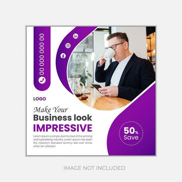 Modelo de diseño de post o banner de una agencia de marketing digital simple con diseño moderno