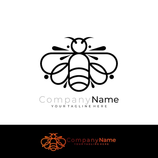 Modelo de diseño sencillo del logotipo del animal productor de miel