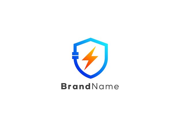 Modelo de diseño de trueno y pipa minimalista con logotipo de escudo