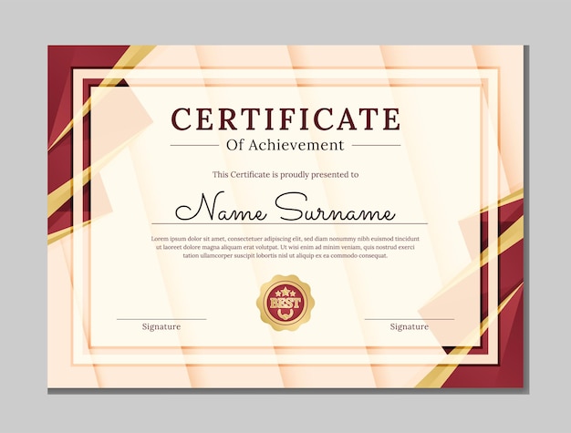 Modelo de diseño vectorial libre de certificado profesional