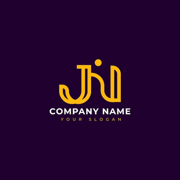 Modelo de diseño vectorial moderno del logotipo de la letra jn