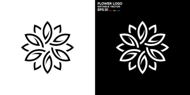 Modelo de diseño vectorial de un simple logotipo de flor, belleza de lujo, símbolo de la naturaleza, icono EPS 10