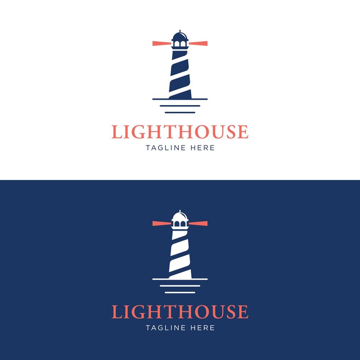 Vector modelo de edificio del faro del puerto creativo diseño vintage del logotipo