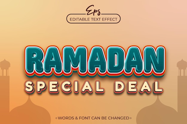 Vector modelo de efecto de texto editable para ofertas especiales de ramadán