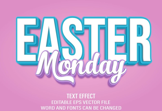 Modelo de estilo de lunes de Pascua con efecto de texto vectorial 3D editable