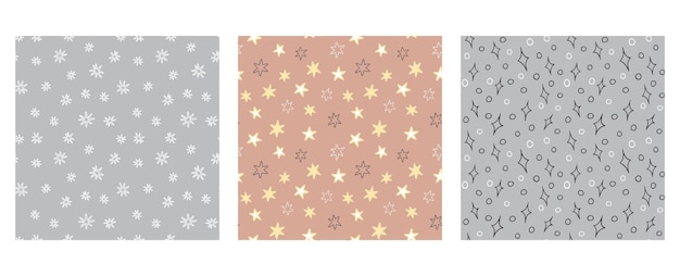 Modelo de estrella simple, garabateos de bebé, niños infantiles, gráficos abstractos, noche estrellada, impresión irregular de niño a mano libre, decoración, papel de envoltura textil, papel tapiz, fondo sin costuras vectorial y lindo.