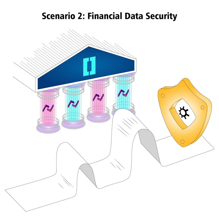 Vector modelo financiero del sistema de seguridad de datos de ilustración vectorial