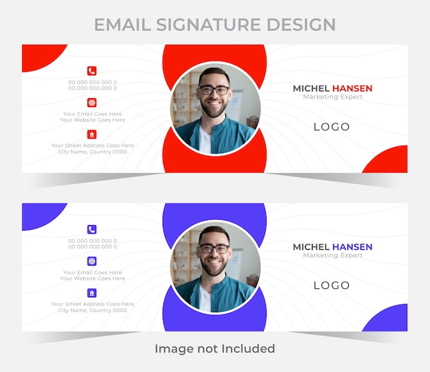 Vector modelo de firma de correo electrónico y diseño de la portada del perfil