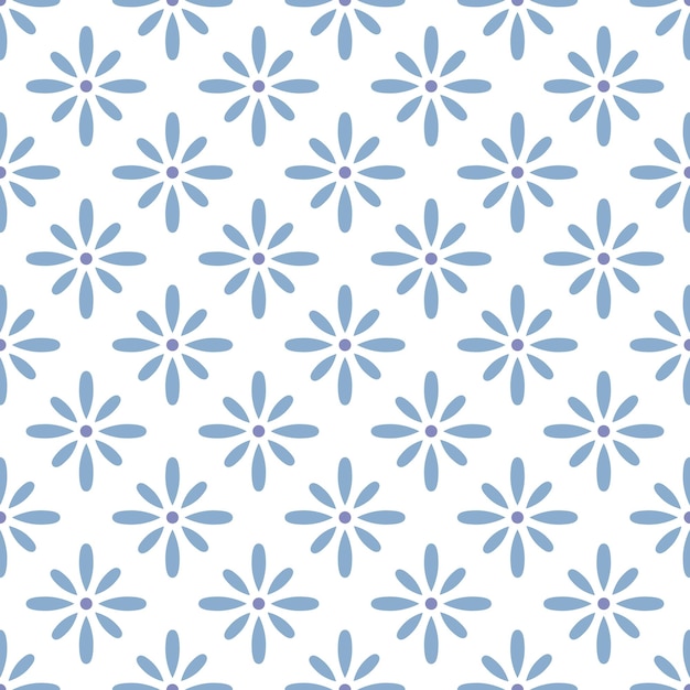 Modelo floral blanco y azul geométrico vintage azulejos de fondo sin costuras que se repiten