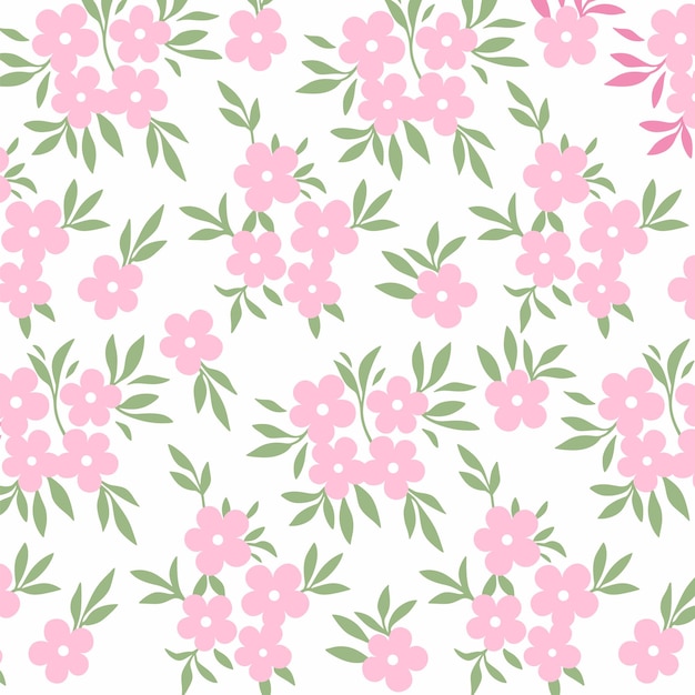 Vector modelo de flores minimalistas rosadas suaves con hojas verdes