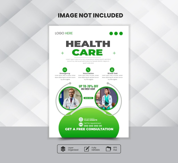 Modelo de folleto a4 de atención médica y sanitaria corporativa