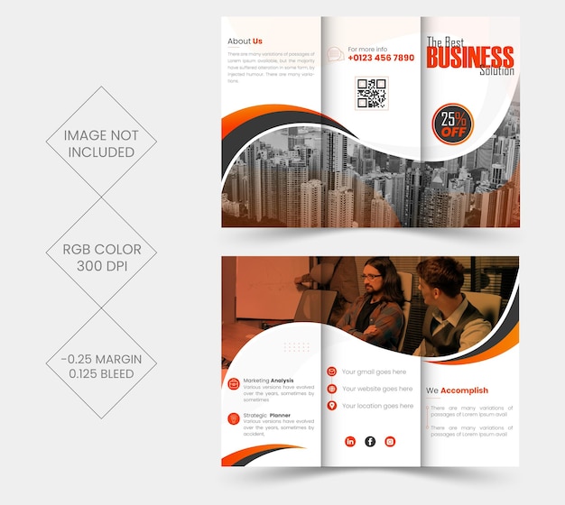 Modelo de folleto corporativo triple moderno y creativo