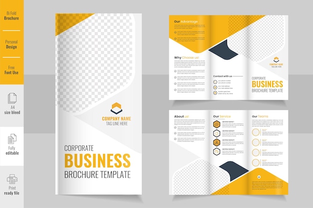 Modelo de folleto y folleto triplo de negocios Diseño de folleto trifold de negocios profesional