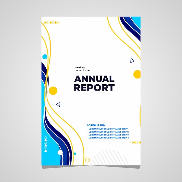 Modelo de folleto del informe anual Diseño de la portada azul Vector de publicidad comercial EPS 10