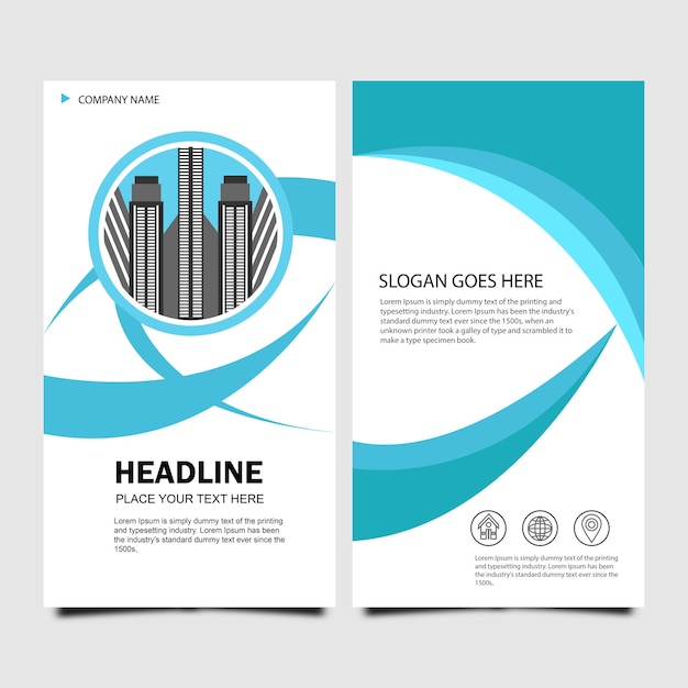 Modelo de folleto para el informe anual Diseño de la portada azul