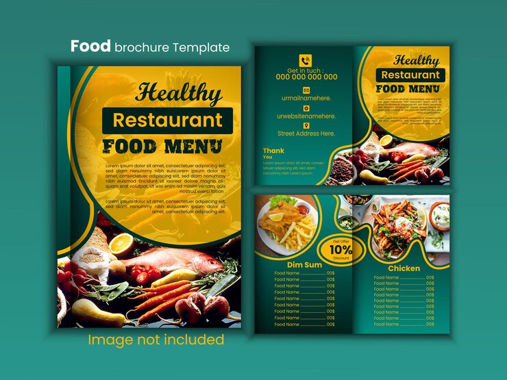 Modelo de folleto de menú de alimentos para restaurantes