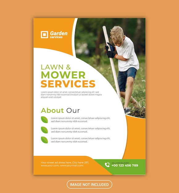 Vector modelo de folleto para servicios de agricultura y jardinería