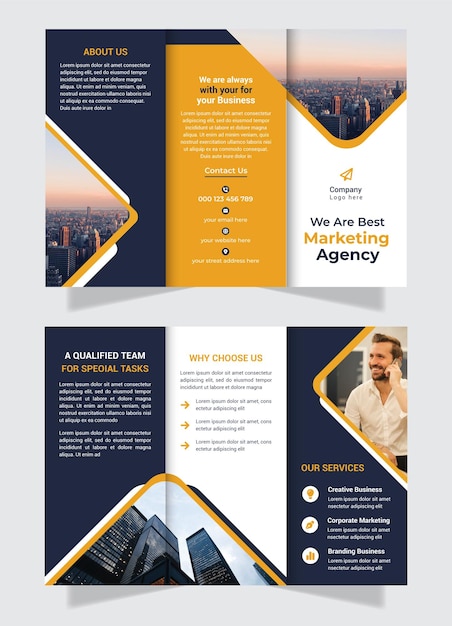 Modelo de folleto triple para empresas creativas