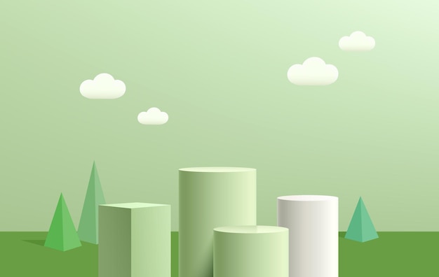 Modelo de fondo mínimo con podio para la visualización de productos en 3D