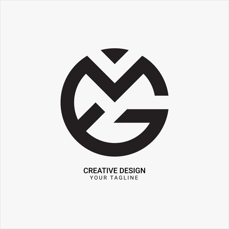 Vector modelo de forma de círculo inicial creativo de mg o gm diseño de logotipo de estilo único de marca moderna