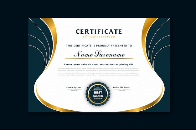 Modelo gratuito de certificado de logro vectorial