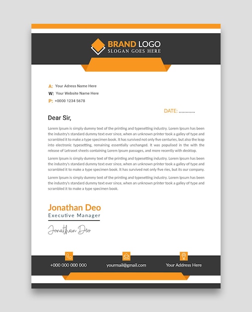 Modelo gratuito de encabezado de carta de la empresa vectorial moderna