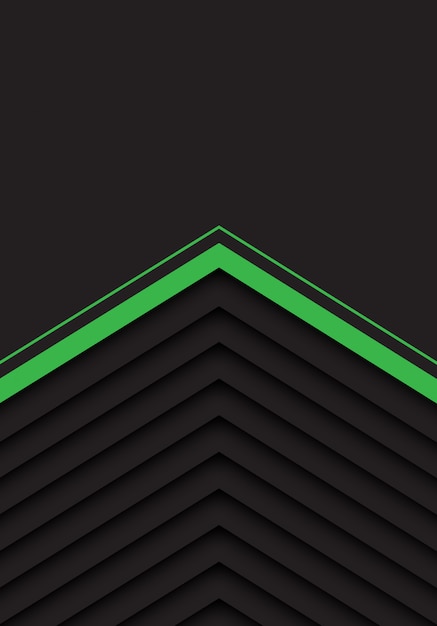 Modelo gris verde de la flecha con el fondo negro de espacio en blanco.