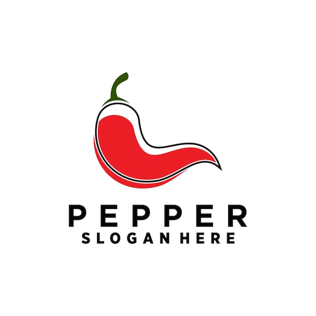 Modelo de icona del logotipo del chile picante con vector de pimienta roja