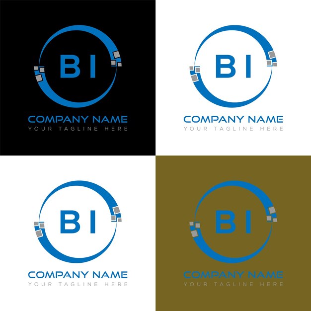 Modelo de icona vectorial inicial de diseño de logotipo moderno de BI