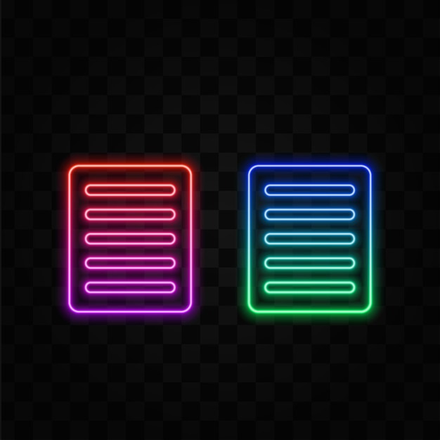 Modelo de icono vectorial de portapapeles sencillo de estilo neón