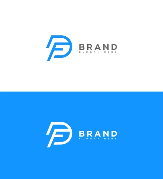 Modelo de identidad de la marca con el icono de la letra FD DF