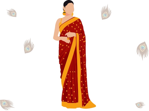 Vector modelo de ilustración de la ropa tradicional de la india 3