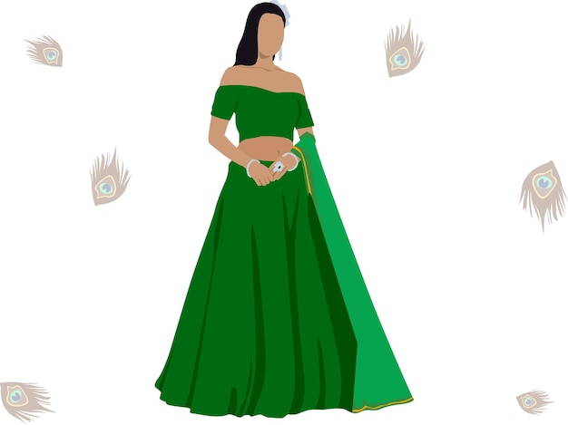 Vector modelo de ilustración de la ropa tradicional de la india 6