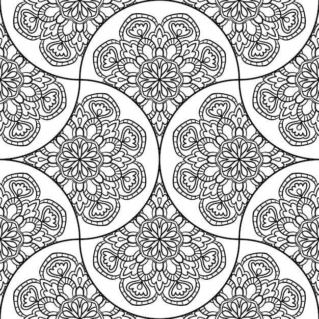 Modelo inconsútil abstracto de la escala de pescados de la mandala. Baldosas ornamentales, fondo de mosaico. mosaico floral