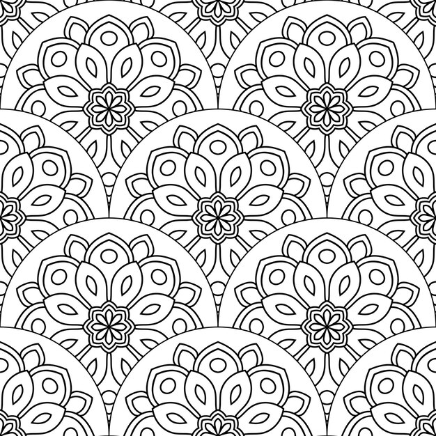 Modelo inconsútil abstracto de la escala de pescados de la mandala. Baldosas ornamentales, fondo de mosaico. mosaico floral
