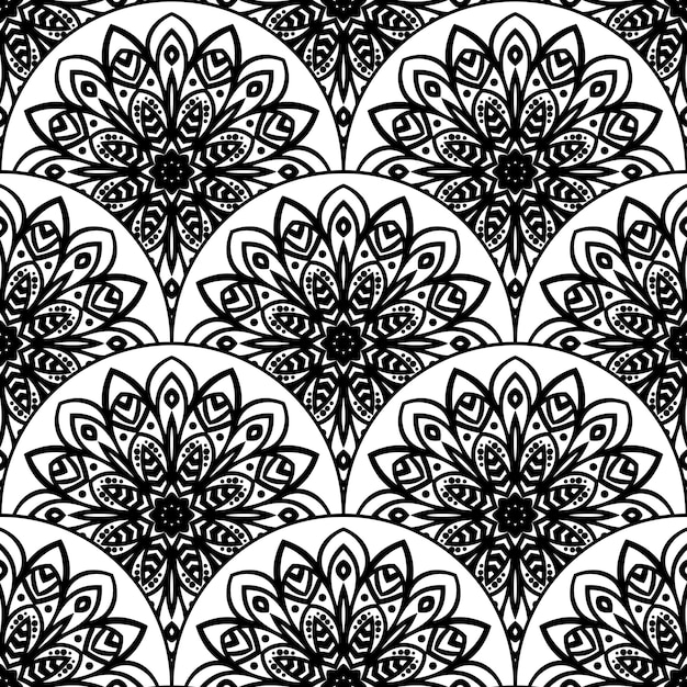 Modelo inconsútil abstracto de la escala de pescados de la mandala. Baldosas ornamentales, fondo de mosaico. mosaico floral