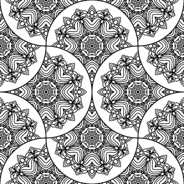 Modelo inconsútil abstracto de la escala de pescados de la mandala. Baldosas ornamentales, fondo de mosaico. mosaico floral