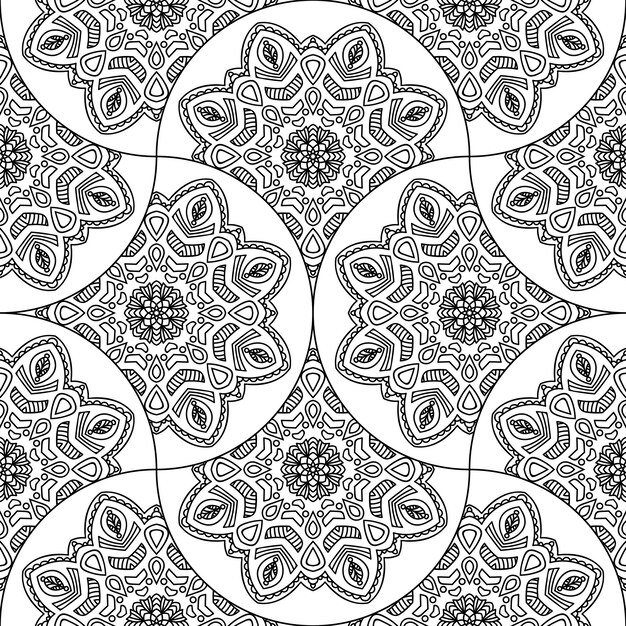 Modelo inconsútil abstracto de la escala de pescados de la mandala. Baldosas ornamentales, fondo de mosaico. mosaico floral