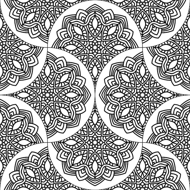 Modelo inconsútil abstracto de la escala de pescados de la mandala. Baldosas ornamentales, fondo de mosaico. mosaico floral