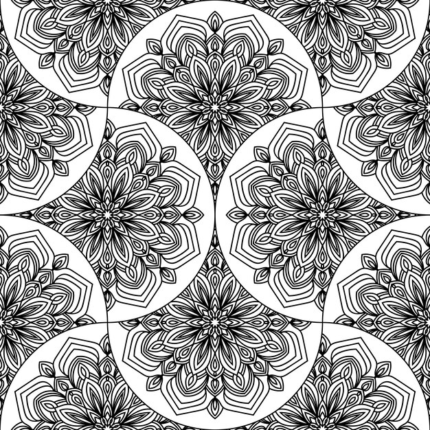 Modelo inconsútil abstracto de la escala de pescados de la mandala. Baldosas ornamentales, fondo de mosaico. mosaico floral