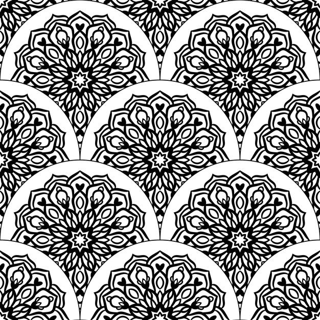 Modelo inconsútil abstracto de la escala de pescados de la mandala. Baldosas ornamentales, fondo de mosaico. mosaico floral