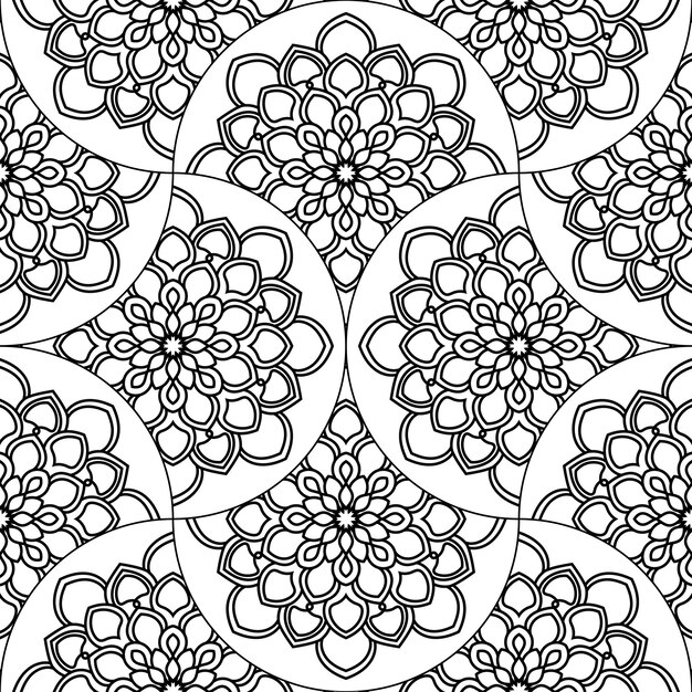 Modelo inconsútil abstracto de la escala de pescados de la mandala. Baldosas ornamentales, fondo de mosaico. mosaico floral