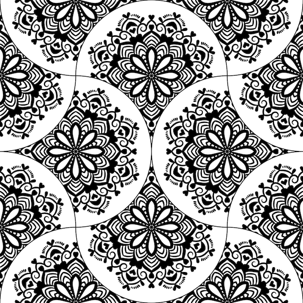 Modelo inconsútil abstracto de la escala de pescados de la mandala. Baldosas ornamentales, fondo de mosaico. mosaico floral
