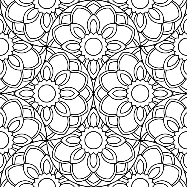 Vector modelo inconsútil abstracto de la escala de pescados de la mandala. baldosas ornamentales, fondo de mosaico. mosaico floral