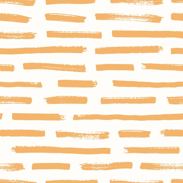 Modelo inconsútil artístico con pinceladas de color naranja sobre fondo blanco. Telón de fondo decorativo con huellas de pintura horizontales rugosas. Ilustración de vector creativo en estilo de arte contemporáneo para papel tapiz.