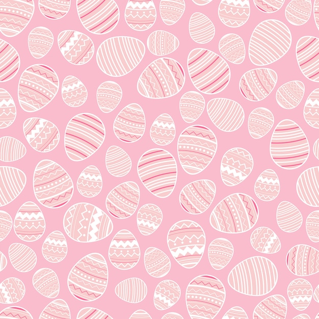 Vector modelo inconsútil decorativo de los huevos de pascua en fondo rosado.