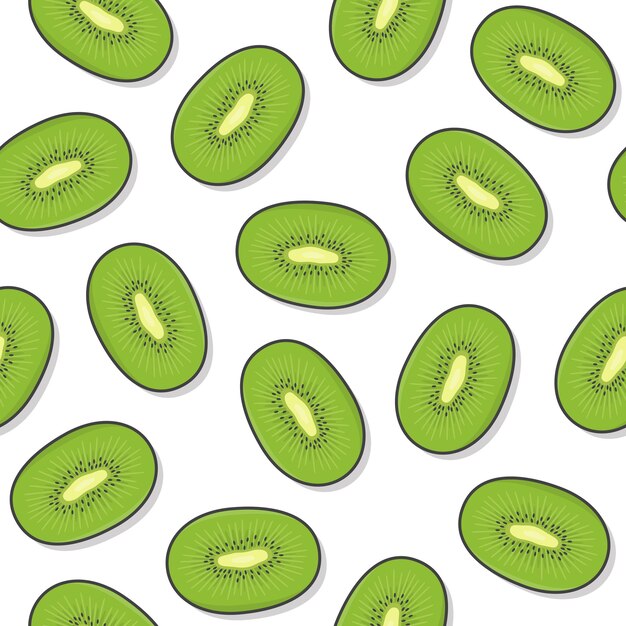 Modelo Inconsútil De La Fruta De Kiwi Sobre Un Fondo Blanco. Ilustración de vector de icono de kiwi fresco