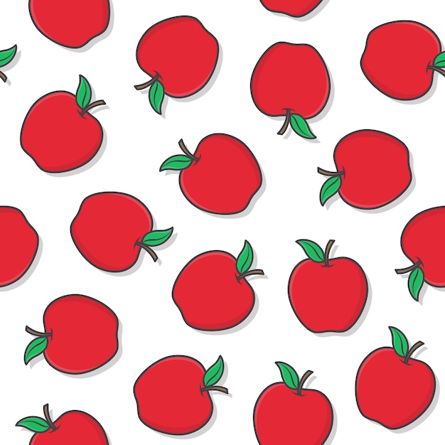 Modelo inconsútil de la fruta de la manzana sobre un fondo blanco. ilustración de vector de icono de manzana fresca