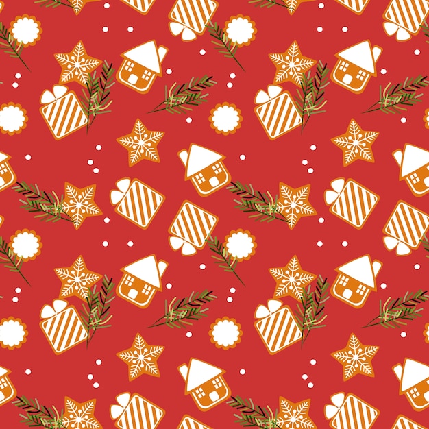 Modelo inconsútil de las galletas lindas de la Navidad.