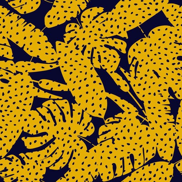 Modelo inconsútil de la hoja tropical abstracta con el papel pintado exótico de las hojas de monstera. Diseño botánico para tela, estampado textil, papel de regalo, textil. Ilustración vectorial